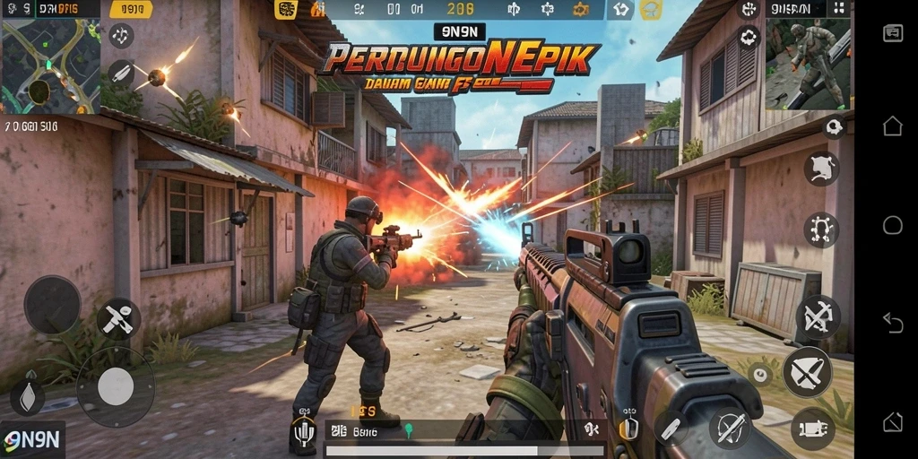 Tampilan gameplay 9N9N yang intens dan menegangkan.
