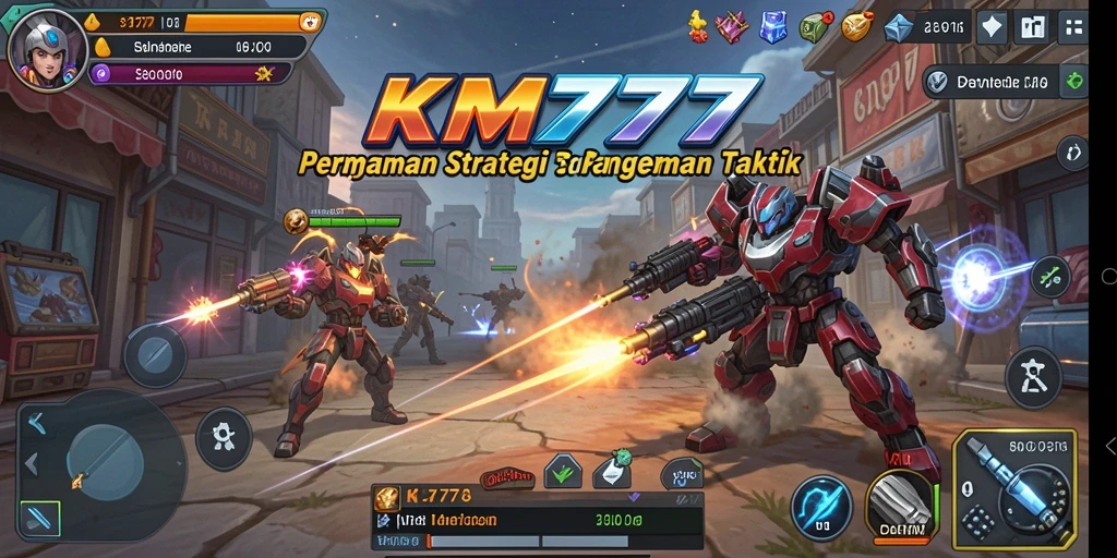 Screenshot gameplay KM777 menampilkan aksi strategi di medan perang.