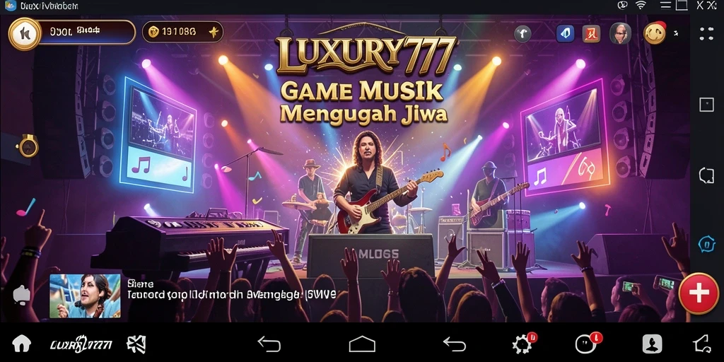 Screenshot gameplay LUXURY777 menampilkan momen seru saat bermain musik.