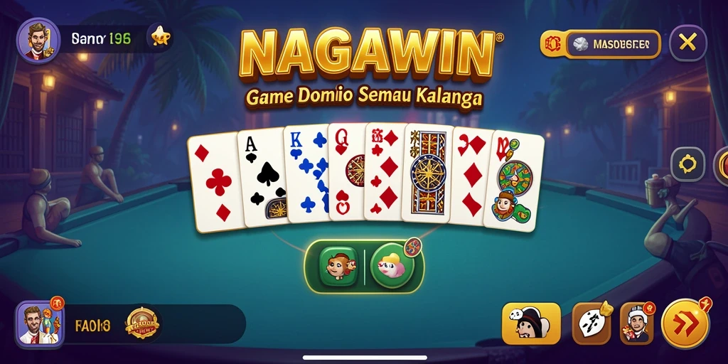 Screenshot NAGAWIN menampilkan gameplay Domino yang dinamis dan seru.