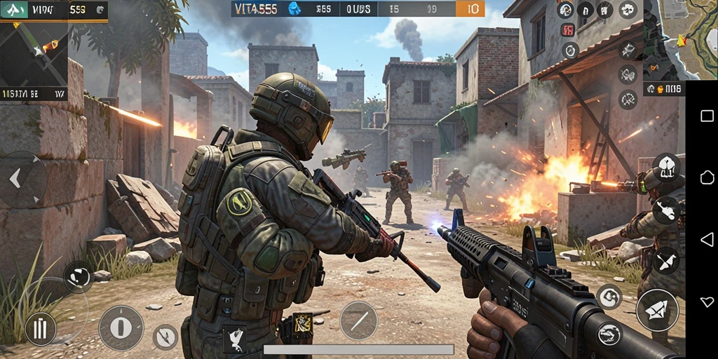 Tampilan gameplay seru dari VITA555 dengan aksi tembak-menembak luar biasa.